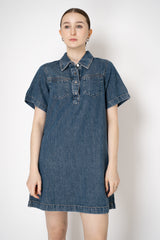 Rag & Bone Short Sleeve Denim Mini Dress in Dark Blue Wash Vancouver. Shop Online or in Store.