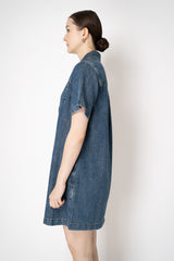 Rag & Bone Short Sleeve Denim Mini Dress in Dark Blue Wash Vancouver. Shop Online or in Store.