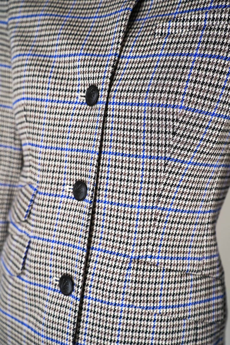 Rag & Bone Slade Plaid Tailored Blazer Military Jacket in Blue and Beige Vancouver. Shop Online or in Store. 