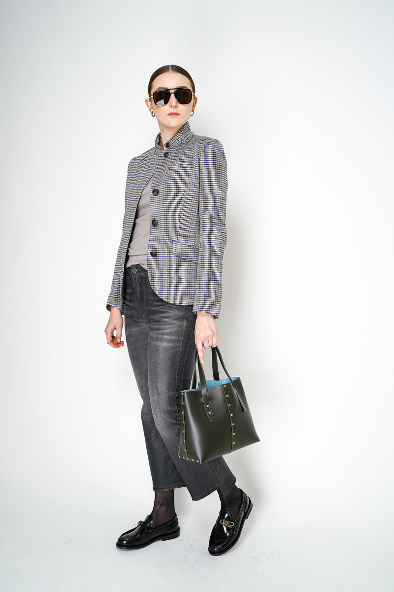 Rag & Bone Slade Plaid Tailored Blazer Military Jacket in Blue and Beige Vancouver. Shop Online or in Store. 