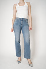 Rag & Bone Straight Leg Jewel Embellished Jeans in Mid Blue Vancouver. Shop Online or in Store.
