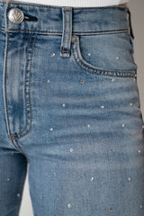 Rag & Bone Straight Leg Jewel Embellished Jeans in Mid Blue Vancouver. Shop Online or in Store.