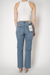 Rag & Bone Straight Leg Jewel Embellished Jeans in Mid Blue Vancouver. Shop Online or in Store.
