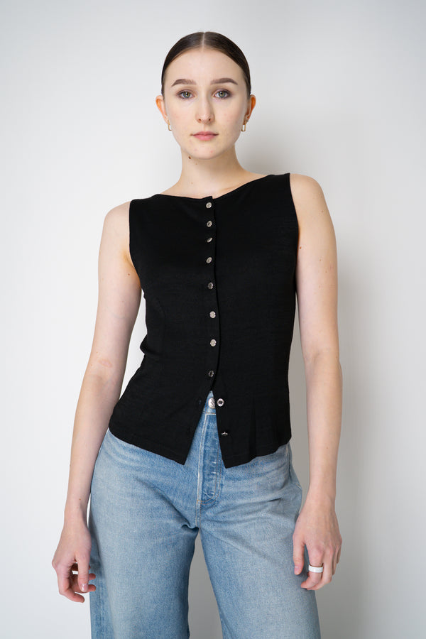 Rag & Bone Stretch Knit Boatneck Tank Top in Black Vancouver. Shop Online or in Store.