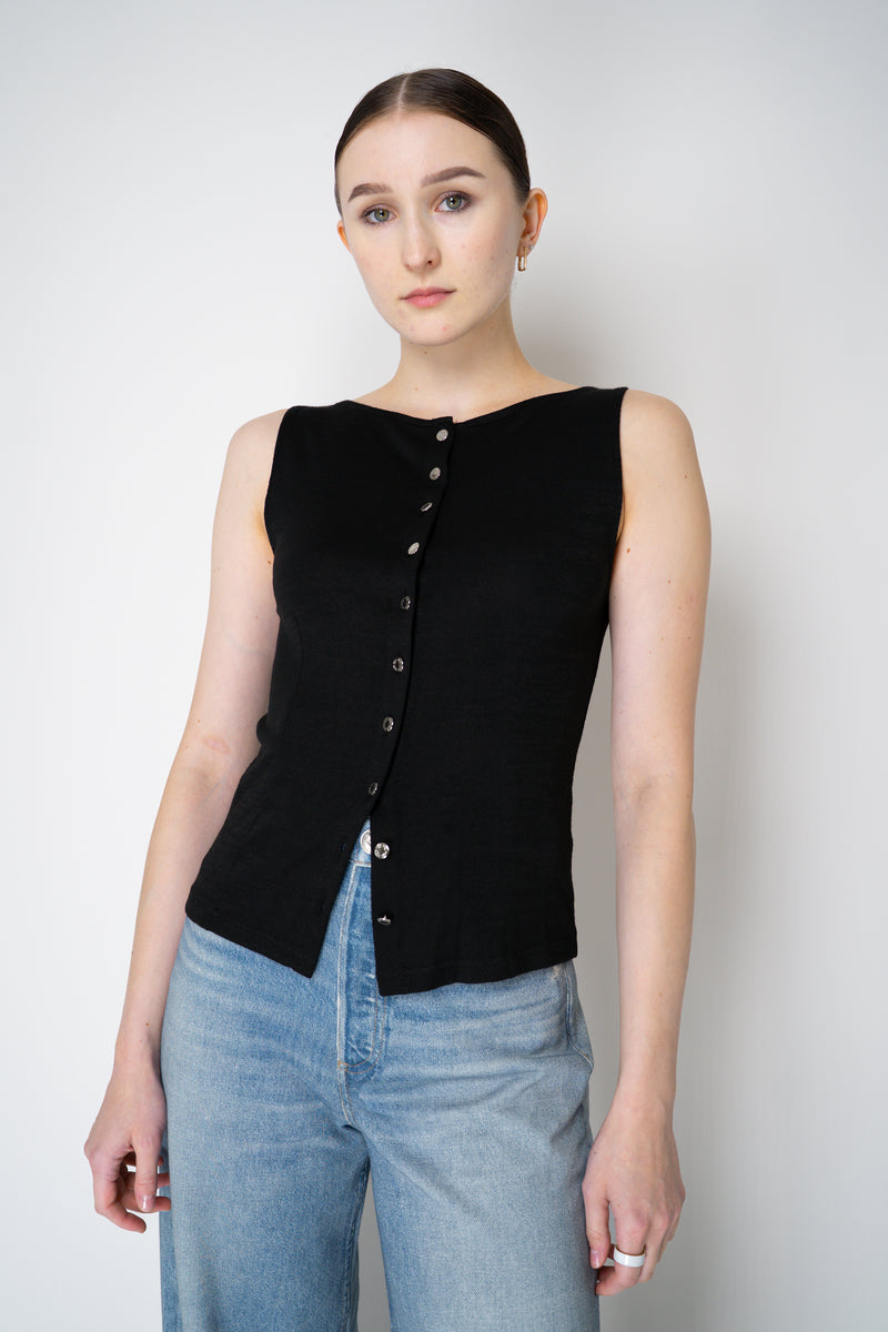Rag & Bone Stretch Knit Boatneck Tank Top in Black Vancouver. Shop Online or in Store.