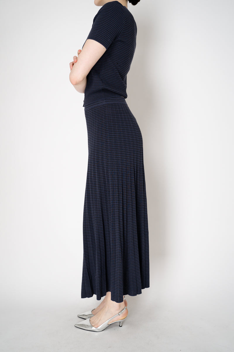 Rag & Bone Striped Knitted "Eloise" Skirt in Navy and Black Vancouver. Shop Online or in Store