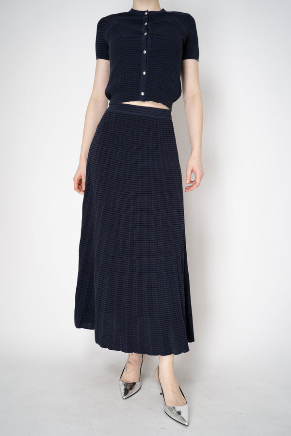 Rag & Bone Striped Knitted "Eloise" Skirt in Navy and Black Vancouver. Shop Online or in Store