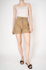Rocco Ragni Cotton Pleated Shorts in Tan Vancouver. Shop Online or in Store.