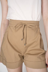 Rocco Ragni Cotton Pleated Shorts in Tan Vancouver. Shop Online or in Store.