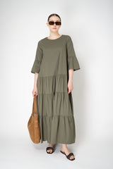 Rocco Ragni Cotton Poplin Tiered Dress in Olive Vancouver. Shop Online or in Store.