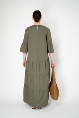 Rocco Ragni Cotton Poplin Tiered Dress in Olive Vancouver. Shop Online or in Store.