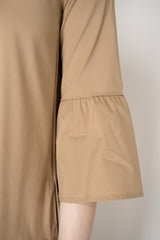 Rocco Ragni Cotton Poplin Tiered Dress in Tan Vancouver. Shop Online or in Store.
