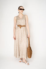 Rocco Ragni Flowy Sateen Dress in Cream and Beige Zebra Print Vancouver. Shop Online or in Store.
