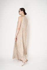 Rocco Ragni Flowy Sateen Dress in Cream and Beige Zebra Print Vancouver. Shop Online or in Store.