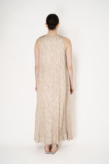 Rocco Ragni Flowy Sateen Dress in Cream and Beige Zebra Print Vancouver. Shop Online or in Store.
