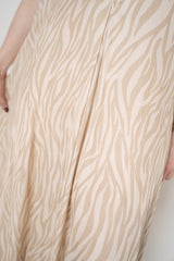 Rocco Ragni Flowy Sateen Dress in Cream and Beige Zebra Print Vancouver. Shop Online or in Store.