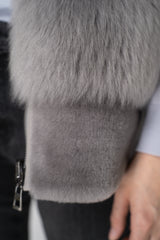 Rocco Ragni High Neck Brushed Shearling Vest in Grey Vancouver. Shop Online or in Store
