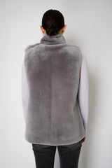 Rocco Ragni High Neck Brushed Shearling Vest in Grey Vancouver. Shop Online or in Store