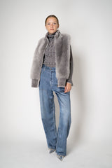 Rocco Ragni High Neck Brushed Shearling Vest in Grey Vancouver. Shop Online or in Store