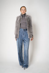 Rocco Ragni High Neck Brushed Shearling Vest in Grey Vancouver. Shop Online or in Store