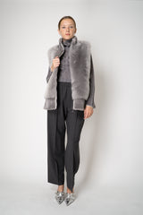 Rocco Ragni High Neck Brushed Shearling Vest in Grey Vancouver. Shop Online or in Store