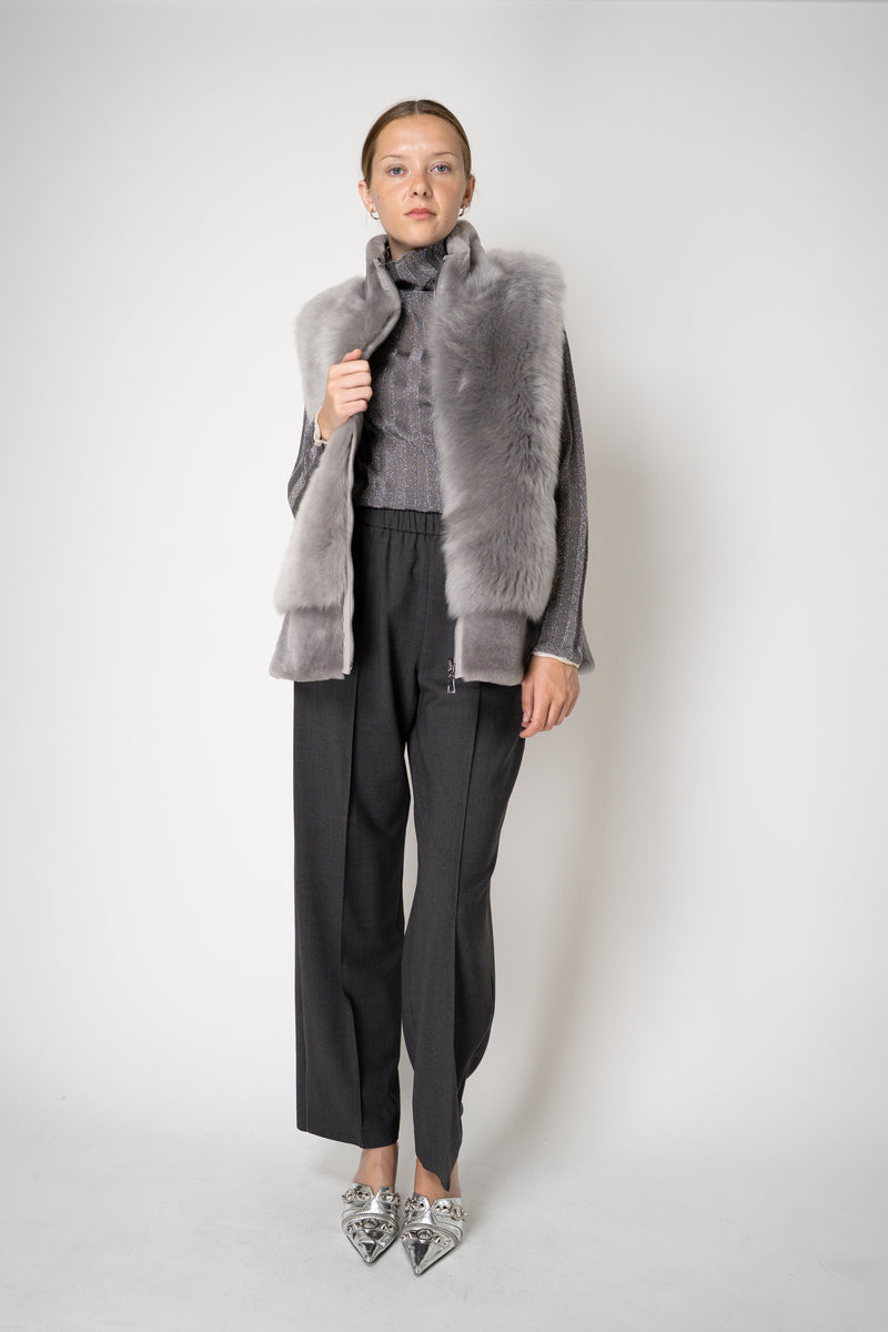Rocco Ragni High Neck Brushed Shearling Vest in Grey Vancouver. Shop Online or in Store