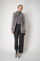 Rocco Ragni High Neck Brushed Shearling Vest in Grey Vancouver. Shop Online or in Store