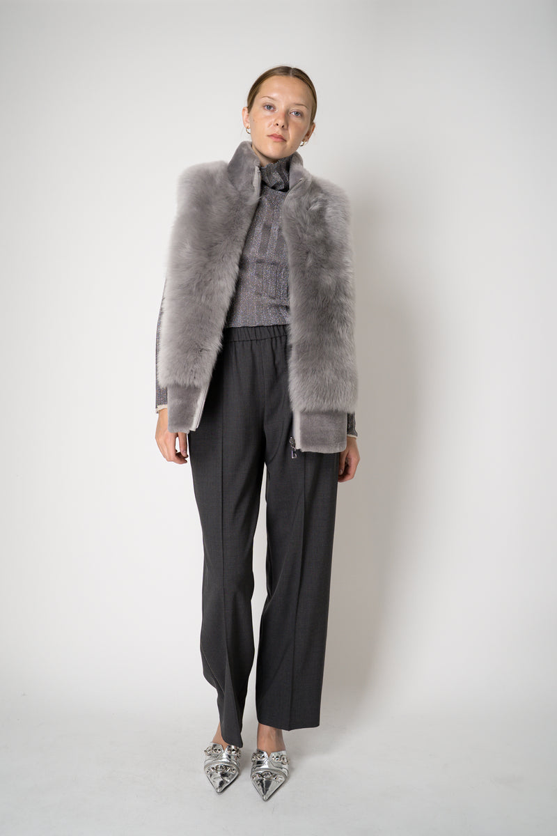 Rocco Ragni High Neck Brushed Shearling Vest in Grey Vancouver. Shop Online or in Store