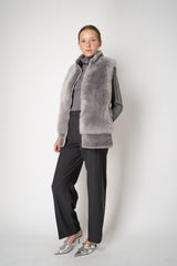 Rocco Ragni High Neck Brushed Shearling Vest in Grey Vancouver. Shop Online or in Store