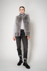 Rocco Ragni High Neck Brushed Shearling Vest in Grey Vancouver. Shop Online or in Store