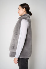 Rocco Ragni High Neck Brushed Shearling Vest in Grey Vancouver. Shop Online or in Store