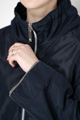 Rocco Ragni High Neck Sateen Taffeta Jacket in Navy Vancouver. Shop Online or in Store.
