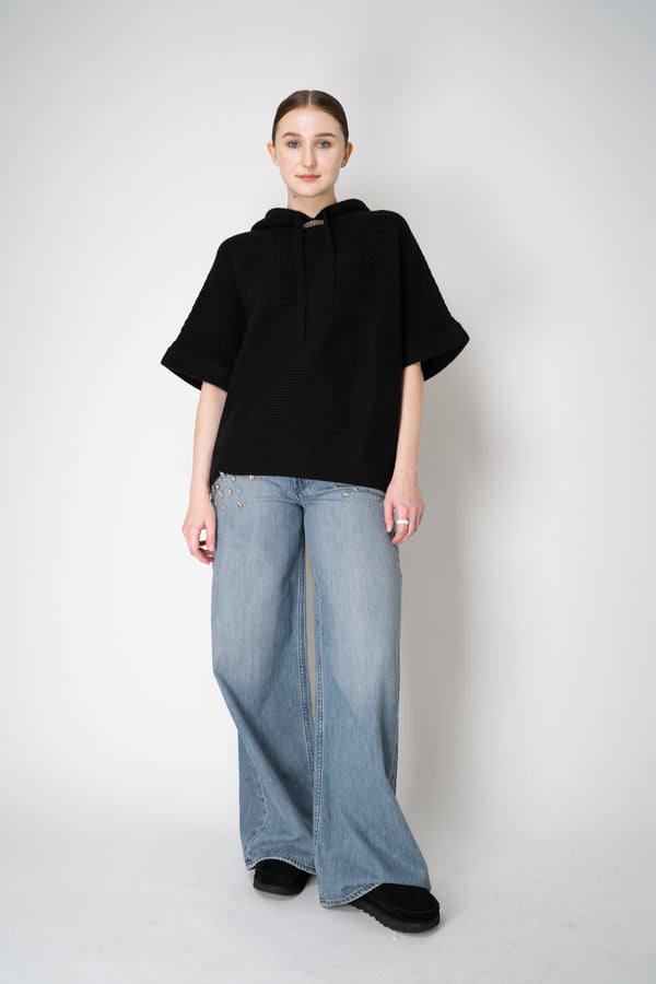 Rocco Ragni Knit Cashmere Hooded Pullover with Brilliant Detail in Black Vancouver. Shop Online or in Store.