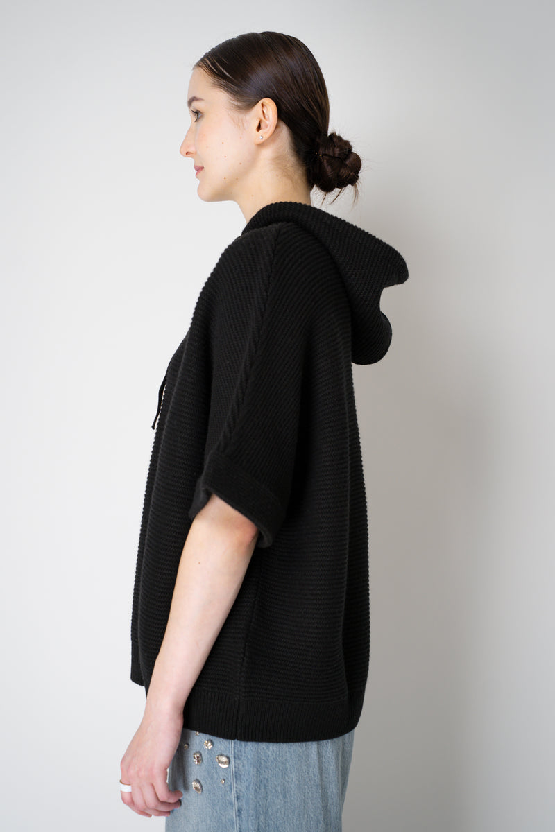 Rocco Ragni Knit Cashmere Hooded Pullover with Brilliant Detail in Black Vancouver. Shop Online or in Store.