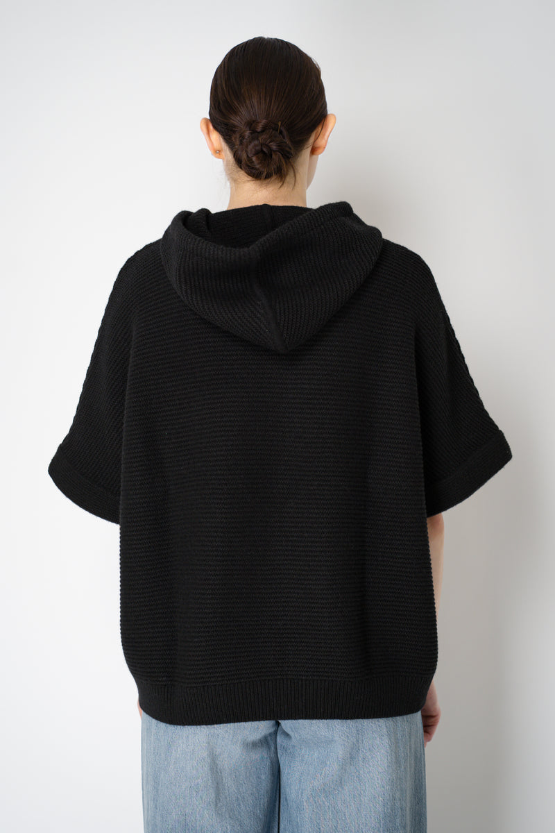 Rocco Ragni Knit Cashmere Hooded Pullover with Brilliant Detail in Black Vancouver. Shop Online or in Store.