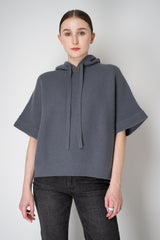 Rocco Ragni Knit Cashmere Hooded Pullover with Brilliant Detail in Blue Grey Vancouver. Shop Online or in Store.