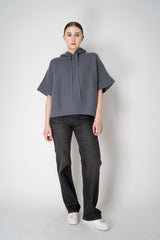 Rocco Ragni Knit Cashmere Hooded Pullover with Brilliant Detail in Blue Grey Vancouver. Shop Online or in Store.