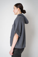 Rocco Ragni Knit Cashmere Hooded Pullover with Brilliant Detail in Blue Grey Vancouver. Shop Online or in Store.