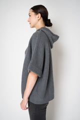 Rocco Ragni Knit Cashmere Hooded Pullover with Brilliant Detail in Grey Vancouver. Shop Online or in Store. 