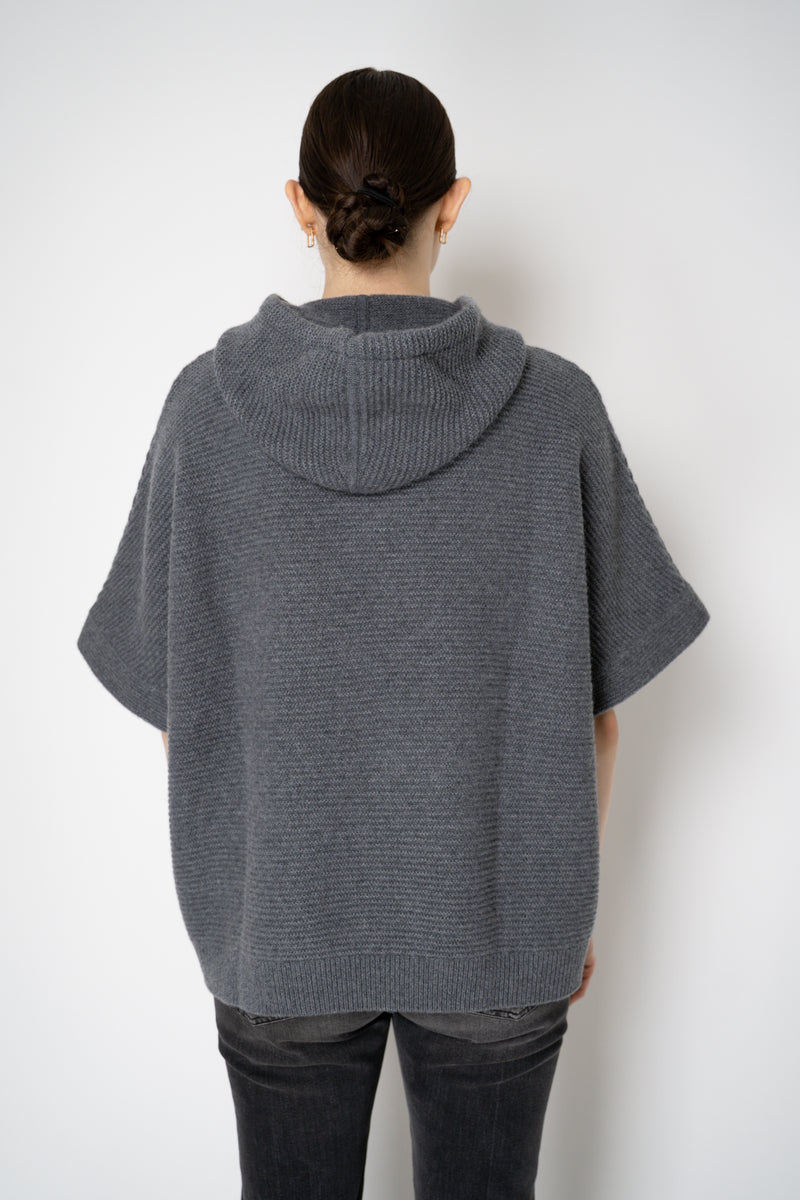 Rocco Ragni Knit Cashmere Hooded Pullover with Brilliant Detail in Grey Vancouver. Shop Online or in Store. 