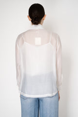 Rocco Ragni Knit Front Shirt Jacket with Voile Sleeves in White Vancouver. Shop Online or in Store.