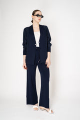 Rocco Ragni Knit Front V-Neck Cardigan Jacket with textured Voile in Navy Vancouver. Shop Online or in Store.