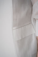 Rocco Ragni Knit Front V-Neck Cardigan Jacket with textured Voile in White Vancouver. Shop Online or in Store.