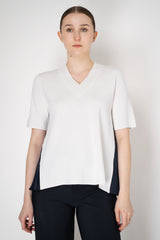 Rocco Ragni  Knit V-neck Top with White Silk Voile Sides in White Vancouver. Shop Online or in Store.
