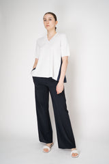 Rocco Ragni  Knit V-neck Top with White Silk Voile Sides in White Vancouver. Shop Online or in Store.