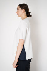 Rocco Ragni  Knit V-neck Top with White Silk Voile Sides in White Vancouver. Shop Online or in Store.