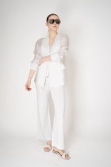 Rocco Ragni Pull-On Knit Trousers with Filo Diamante Pockets in White Vancouver. Shop Online or in Store.
