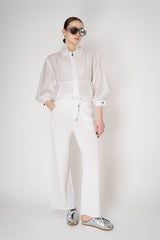 Rocco Ragni Pull-On Knit Trousers with Filo Diamante Pockets in White Vancouver. Shop Online or in Store.