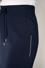 Rocco Ragni Pull-On Knit Viscose Trousers with Filo Diamante Pockets in Navy Vancouver. Shop Online or in Store.