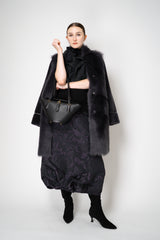 Rocco Ragni Reversible Brushed Shearling Coat with Brilliant Bracelet Sleeves in Anthracite Vancouver. Shop Online or in Store.